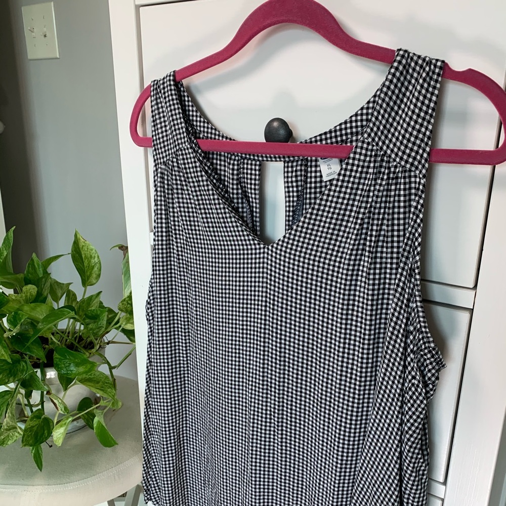 Gingham Tank with Key Hole Back